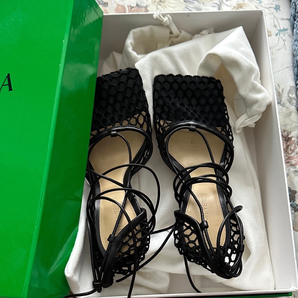 Bottega Veneta Black Mesh Heels